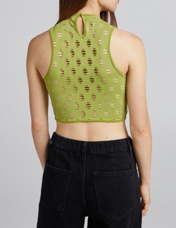 Top Bershka, verde, XS