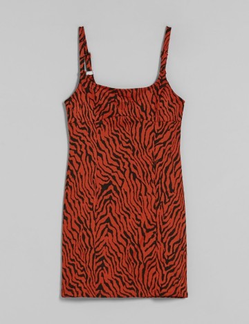 Rochie scurta Bershka, negru/portocaliu, XS
