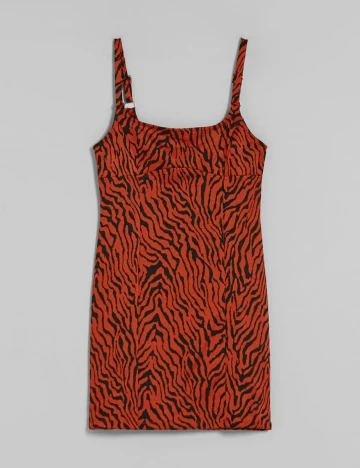 Rochie scurta Bershka, negru/portocaliu, XS