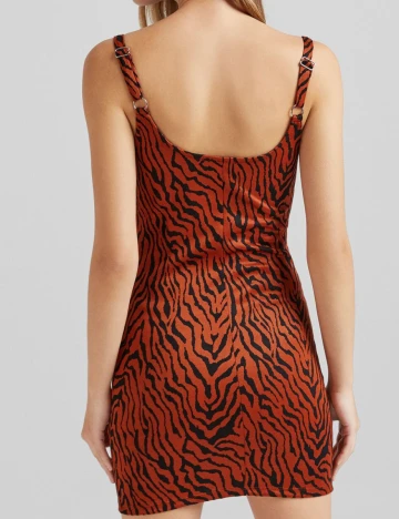 Rochie scurta Bershka, negru/portocaliu, XS