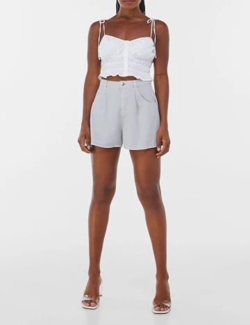 Top Bershka, alb, M Alb