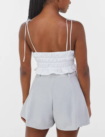 Top Bershka, alb, M Alb