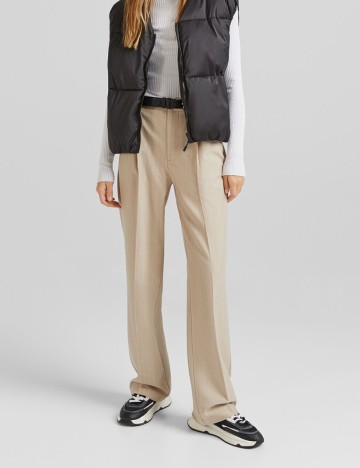 Pantaloni Bershka, crem, 42