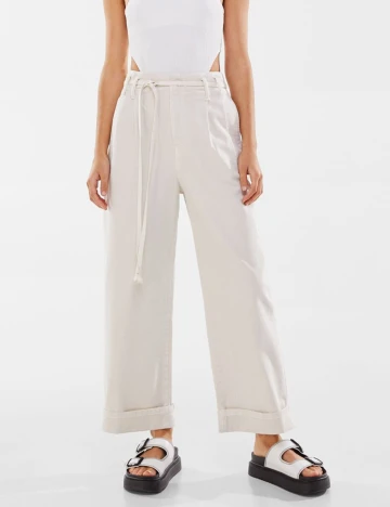 Pantaloni Bershka, crem, 42 Crem