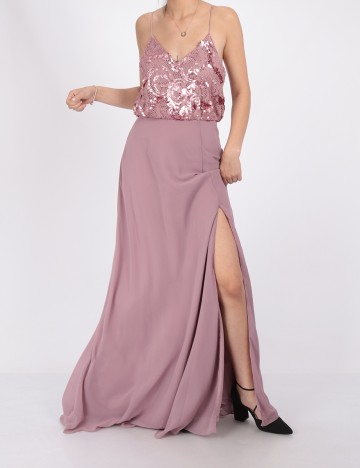 Rochie Lunga Moments New York, roz pudra, 38
