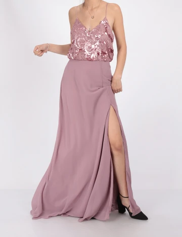 Rochie Lunga Moments New York, roz pudra, 38