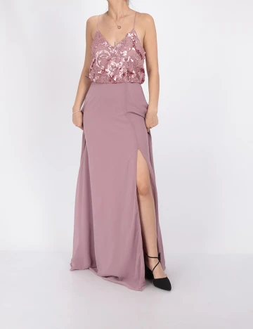 Rochie Lunga Moments New York, roz pudra, 38