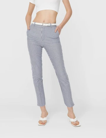 Pantaloni Stradivarius, alb/gri, 32 Gri