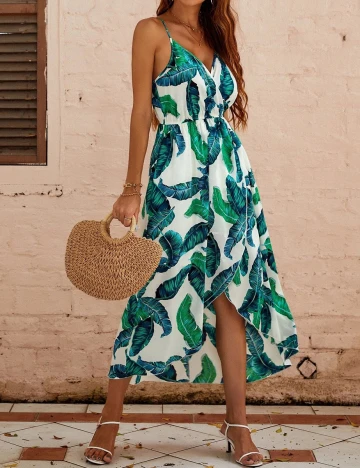 Rochie medie SHEIN, alb/verde, S Alb