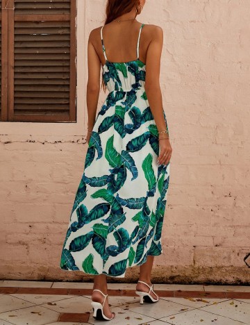 Rochie medie SHEIN, alb/verde, S