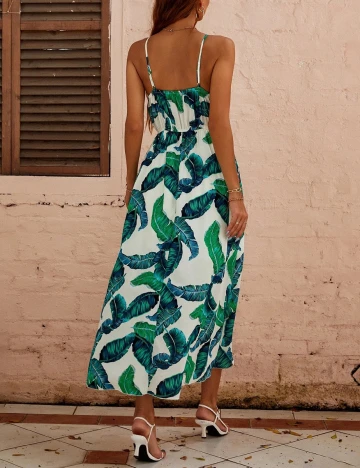 Rochie medie SHEIN, alb/verde, S Alb