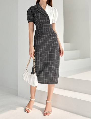 Rochie Medie SHEIN, alb/negru, S