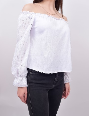 Bluza Pull&Bear, alb, XS