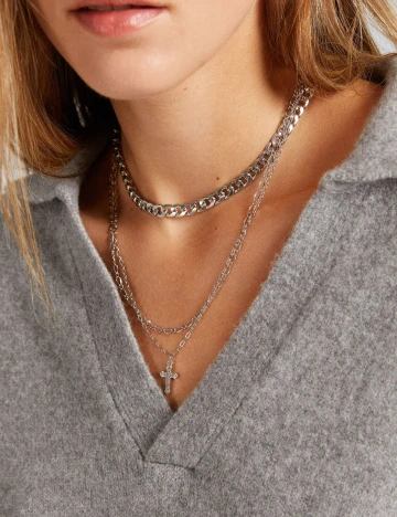 Set coliere Bershka, argintiu, ONE SIZE Alb