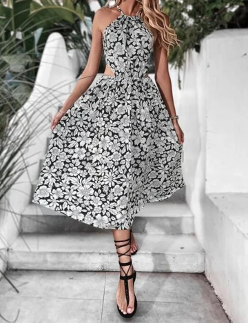 Rochie medie SHEIN, alb/negru, XS Negru