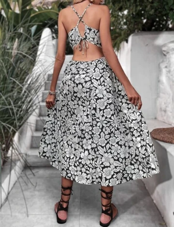 Rochie medie SHEIN, alb/negru, XS Negru