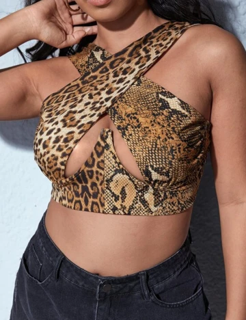 Top SHEIN CURVE, animal print, 3XL