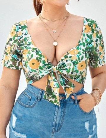 Top SHEIN CURVE, floral, 1 XL
