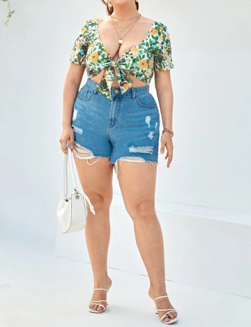 Top SHEIN CURVE, floral, 1 XL