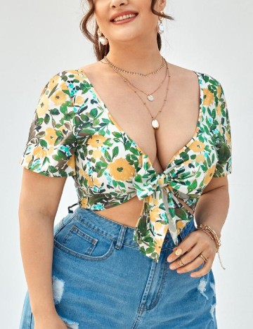 Top SHEIN CURVE, floral, 1 XL