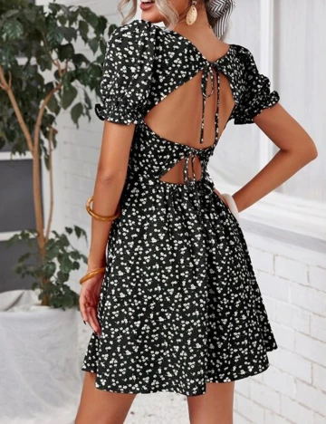 Rochie scurta SHEIN, negru floral, S