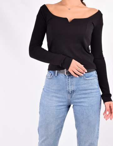 Bluza Stradivarius, negru, M