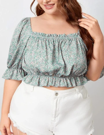 Top SHEIN CURVE, turcoaz, 1 XL