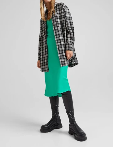 Camasa Bershka, alb-negru, XS-S