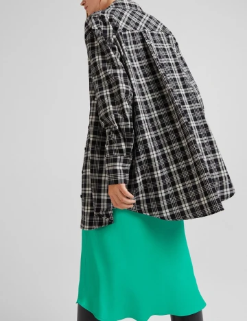 Camasa Bershka, alb-negru, XS-S