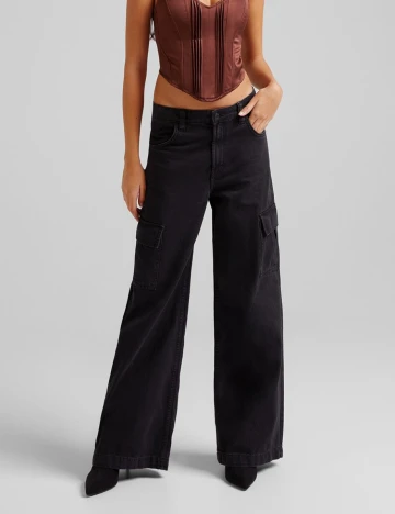 Blugi Bershka, negru, 36 Negru