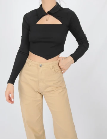 Top Bershka, negru, S Negru