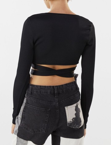 Top Bershka, negru, S