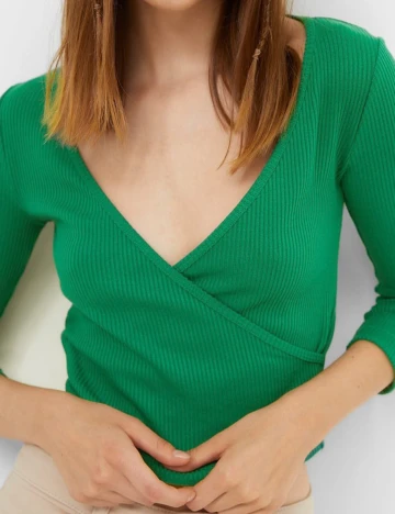 Bluza Stradivarius, verde, XS