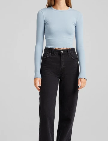 Top Bershka, albastru, S Albastru