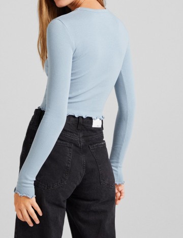 Top Bershka, albastru, S