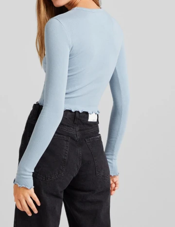 Top Bershka, albastru, S Albastru