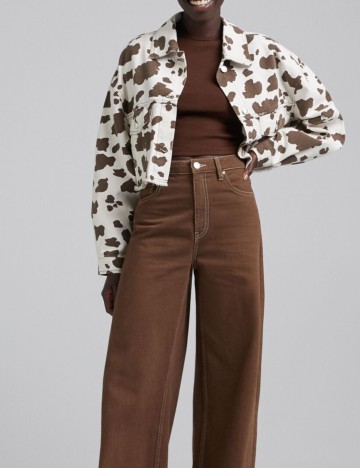 Jacheta Bershka, crem/maro, S