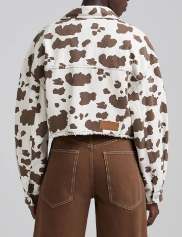 Jacheta Bershka, crem/maro, S