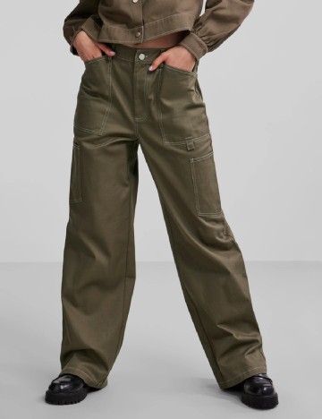 
						Pantaloni Pieces, verde, L