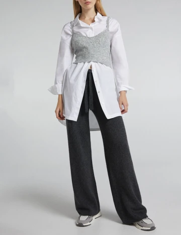Pantaloni Bershka, gri inchis, L Gri