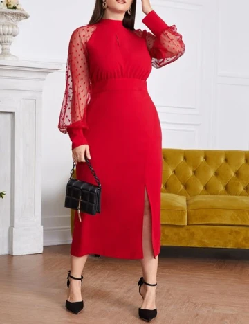 Rochie Medie SHEIN CURVE, rosu, 3XL