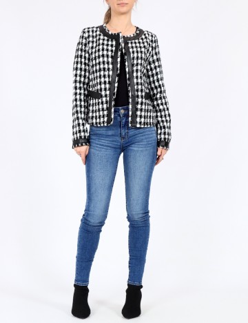 
						Blazer SHEIN, alb/negru, XS