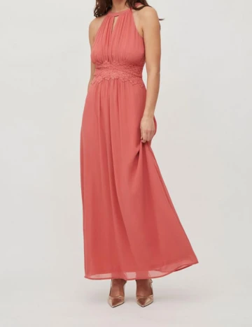 Rochie lunga Vila, roz pudra, 40