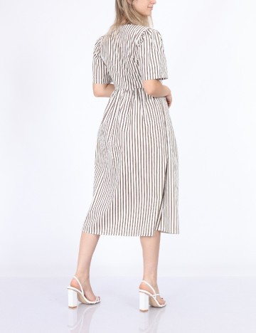 Rochie medie OVERSIZE Pieces, alb/maro