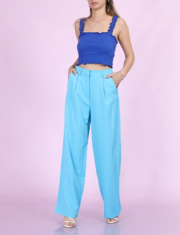 Pantaloni Pieces, albastru, L