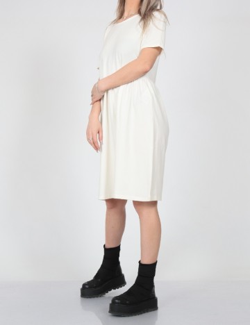 Rochie scurta Pieces, ecru, L