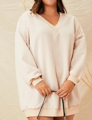 Rochie scurta SHEIN CURVE, crem, 1 XL