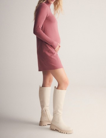 Rochie scurta Reserved, roz pudra, S