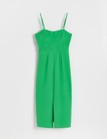 Rochie medie Reserved, verde, 42