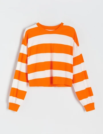 Bluza Reserved, alb/portocaliu, L